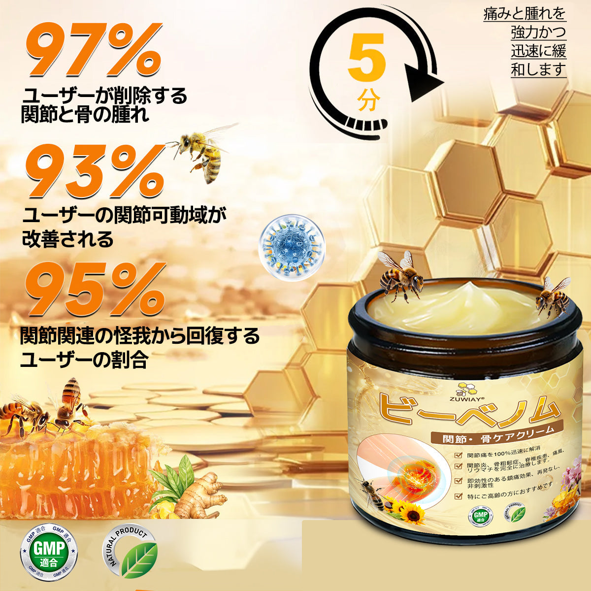 関節炎症ケアの新基準をつくる👨‍⚕️👨‍⚕️ZUWIAY® ハチ毒配合 痛み緩和・骨の治癒クリーム 🎊🎊